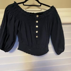 Off shoulder blue crop top